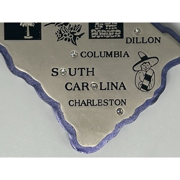 South of the Border Attraction South Carolina State Shape Keychain Purple Silver - Picture 3 of 4